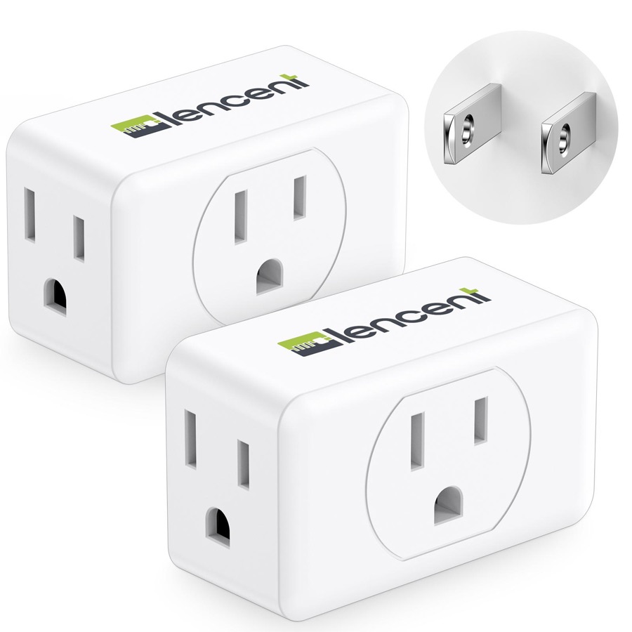 LENCENT 2 Prong to 3 Prong Outlet Adapter,Wall Plug Extender,Multiple Outlet Wall Plug with 3 AC Outlets,Non-Grounded Outlets Expander for Japan Travel Kitchen Office Bathroom Older House,2 Pack